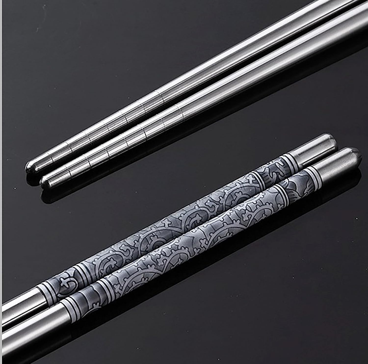 10-Pair Stainless Steel Chopsticks, Lightweight Knurled Non-Slip Chinese-Style Metal Chopsticks, Everyday Essential for the Family Kitchen - Image 2