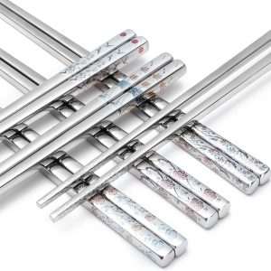 Titanium-Coated Stainless Steel Chopsticks, Japanese and Korean Style Metal Chopsticks