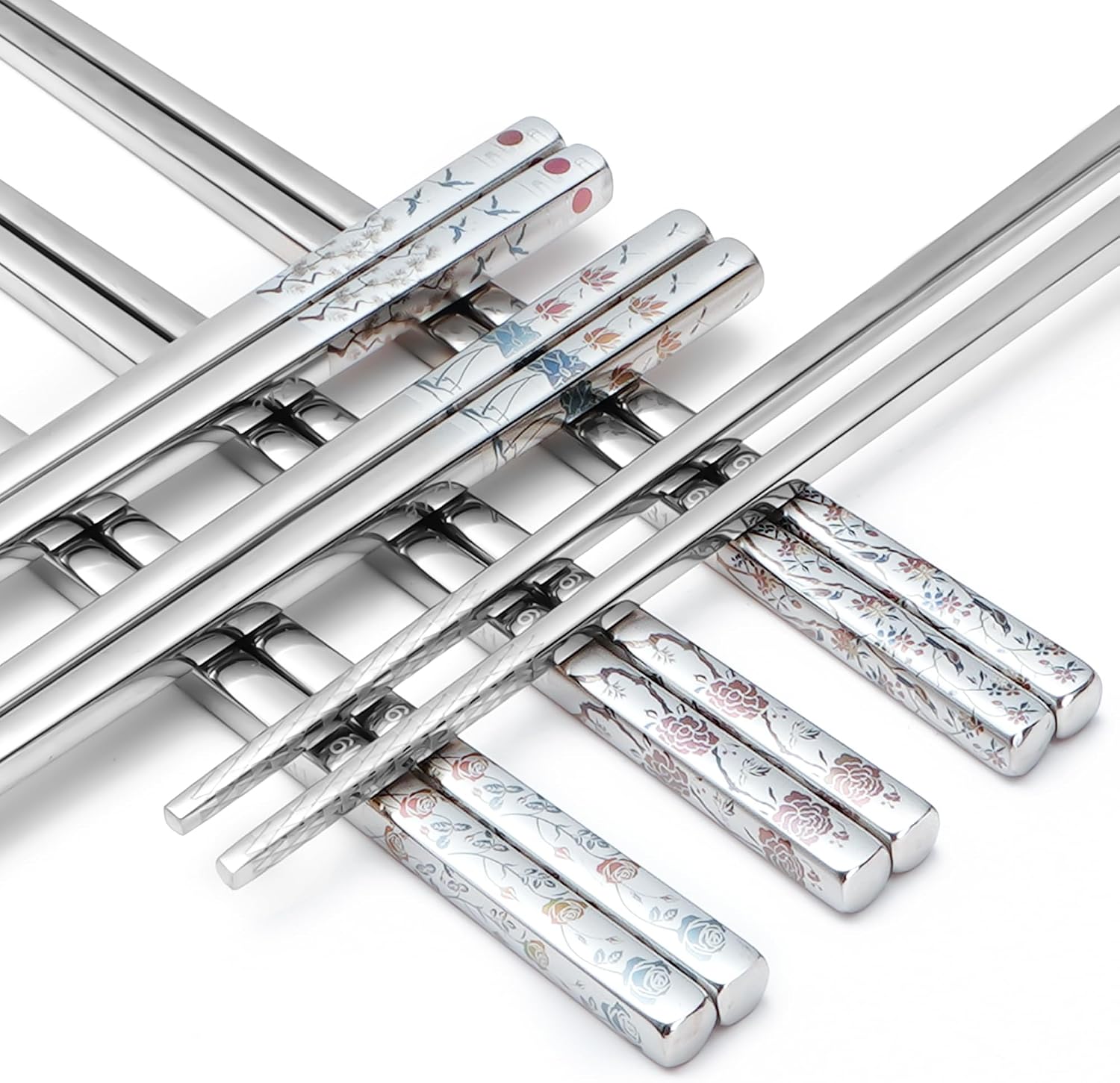 Titanium-Coated Stainless Steel Chopsticks, Japanese and Korean Style Metal Chopsticks