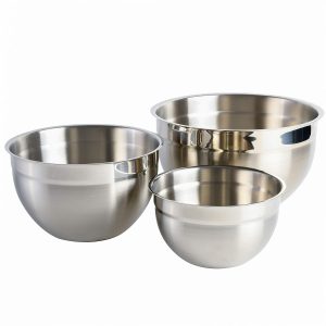 3-Piece Stackable Stainless Steel Mixing Bowl Set, Metal Baking and Prep Bowl Set