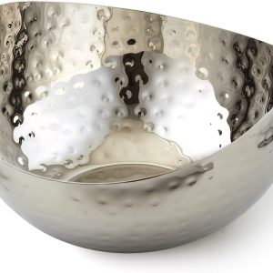 Hammered Stainless Steel Wavy-Edge Candy Dish, 6-inch Diameter Metal Storage Bowl