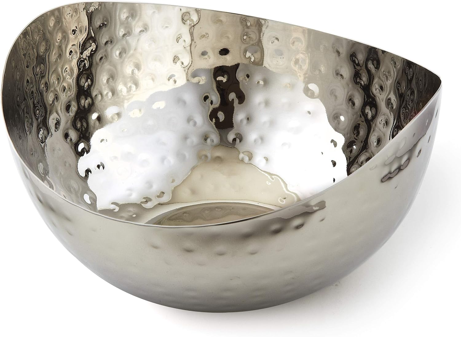 Hammered Stainless Steel Wavy-Edge Candy Dish, 6-inch Diameter Metal Storage Bowl
